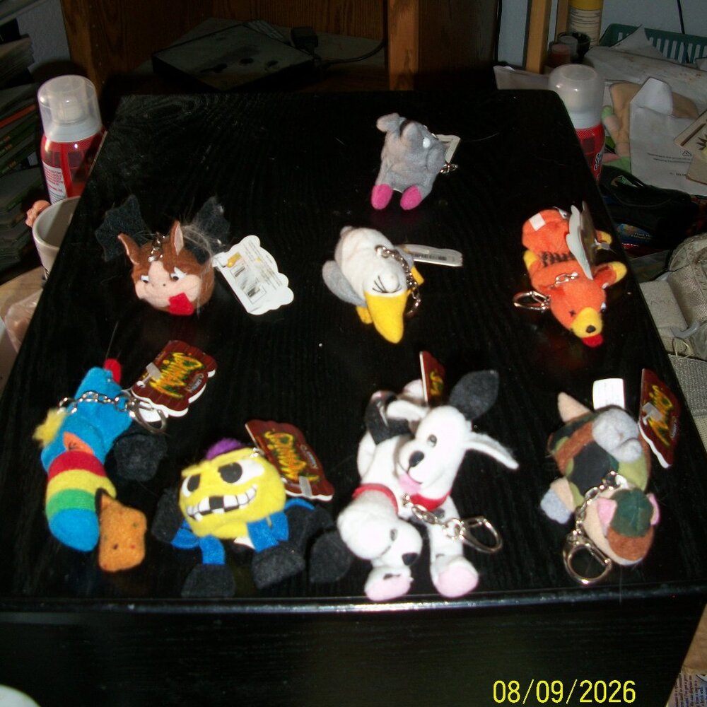 8 1998 Series 1 Mini Meanies Keychains-New with Tags